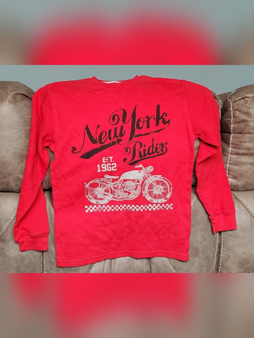 Faded Glory Red Kids New York Riders Motorcycle Sweatshirt